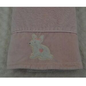 Kyle & Deena Bunny Rabbit Baby Blanket Pink Heart Bow Sherpa Security Lovey